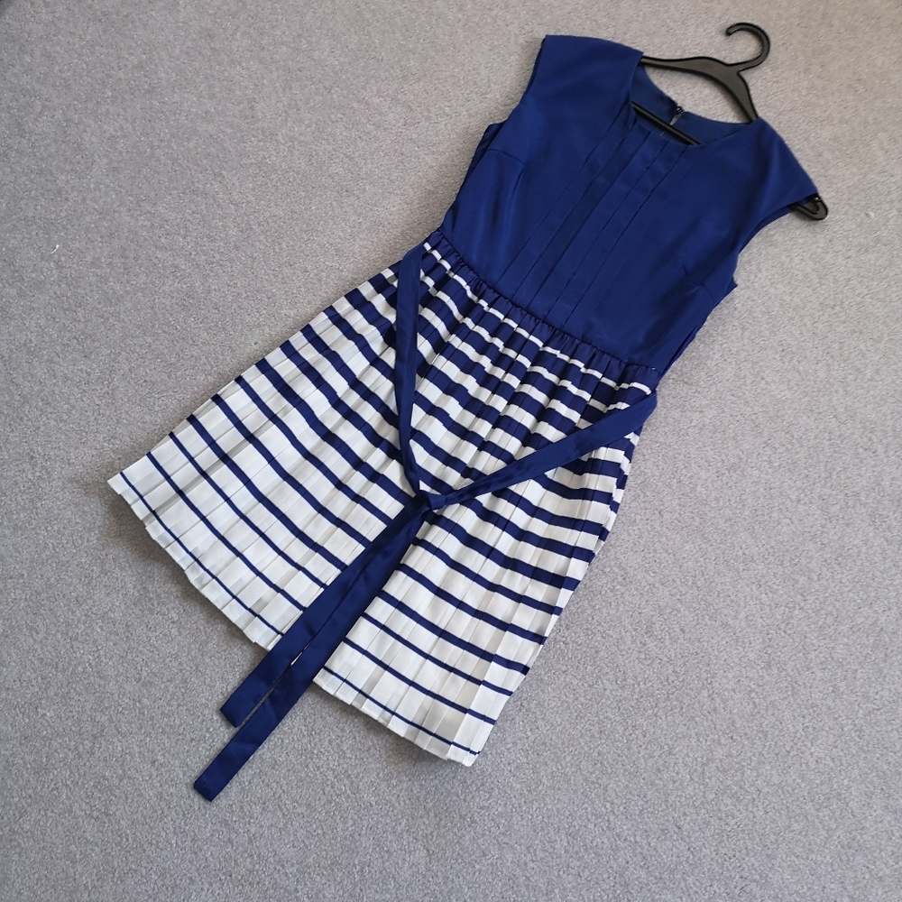 Pleated Striped Dress